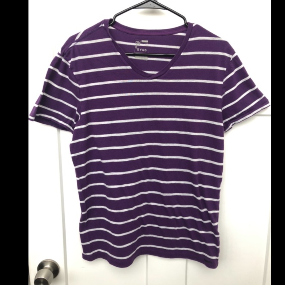 On The Byas Purple and White Striped T-shirt